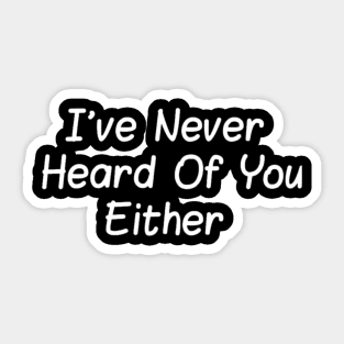 I've Never Heard of You Either (Clean) Sticker